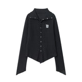 Women Long Sleeve T-Shirt T-shirt Girls Autumn American Embroidery Cardigan Top