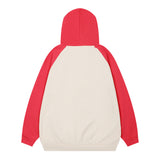 Men Hoodie Color Matching Cardigan Sweater Boys Loose Tie Decoration Long Sleeve Hooded Jacket