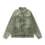 Men Denim Jacket Dyed Distressed Denim Jacket Men's Lapel Denim Jacket