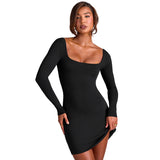 Woman Dresses Women's Winter Long Sleeve Backless Jumpsuit Skirt