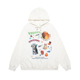 Men Hoodie Kitten Print Hooded Loose Sweater Loose