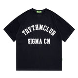 Men's T Shirt Letter Print Short-Sleeve T-shirt Men's and Women's Retro Loose round Neck