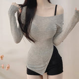 Women Long Sleeve Shirt Spring Split Button Design Blouse Female