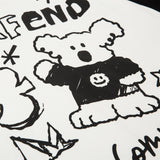 Men Hoodie Cartoon Graffiti Bear Long Sleeve Crew Neck Sweater