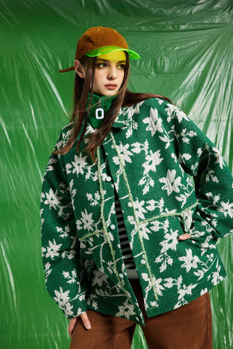 Unisex Jacket Autumn Distressed Small Flower Jacket Jacket
