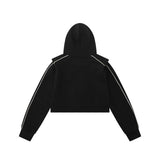 Women Hoodie Waffle Cropped Hoodie Zip Jacket