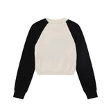 Women Sweater Color Matching Sweater Female O-neck Short Sweater