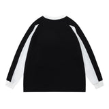 Men Hoodie Spring and Autumn Racing Suit Men's Loose round Neck Sweater Stitching Raglan Sleeve Sports
