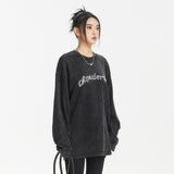 Unisex Hoodie College Style Fashion Brand Washed Printed Sweater round Neck Men and Women