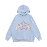 Men Hoodie Five-Pointed Star Printed Hoodie Autumn and Winter Loose Top Vibe