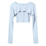 Women Long Sleeve Shirt Short Top Camisole