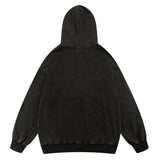 Men Hoodie Letter Printed Washed Distressed Hooded Sweater Men's Casual