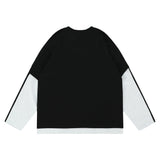 Men Hoodie Embroidered Crew Neck Sweater Loose Cotton Autumn Street Long-Sleeve Stickers Color Matching Top