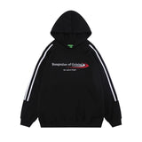 Men Hoodie Sports Loose Hooded Sweater Striped Stitching Long Sleeve Pullover Casual Top