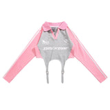 Women Hoodie Autumn Stitching Letters Printed Long-Sleeved Top