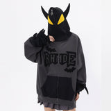 Men Hoodie Masked Bat Hooded Cardigan Sweater Letter Towel Embroidery Coat