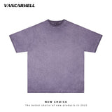 American vintage street T-shirt retro solid color men's loose half-sleeve shirt