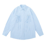 Men Long Sleeved T Shirt Spring and Autumn Yarn-Dyed Plaid Long Sleeve Shirt Men's Fashion Brand Bowknot Shirt