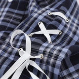 Men Long Sleeved T Shirt Plaid Long Sleeve Shirt Men's Spring and Autumn Leisure Bow Sleeve Shirt
