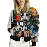 Graffiti Bomber Jacket Baseball Uniform Female Print