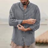 Men Shirt Loose Long Sleeve Lapel Shirt Coat Men