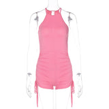 Women Jumpsuit Summer Fashion Sexy Drawstring Sleeveless Vest
