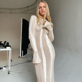 Women Halter Tops Autumn Winter Sexy Woolen Slim-Fit Long Sleeve Dress