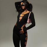 Women Jumpsuit Long Sleeve Tight Bodysuit Sexy Top