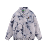 Men Cotton Mixed Jacket Coat Thermal Cotton-Padded Clothes Coat Men's Clothing Autumn and Winter Letters Polo Collar Jacket