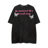 Men T Shirt Vintage Heart Graffiti Fashion Brand Half Sleeve T-shirt Men and Women
