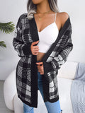 Plaid Trench Coat Ins Style Autumn and Winter Plaid Casual Cardigan Sweater Coat