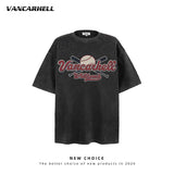 American vintage street T-shirt retro men's summer loose half-sleeved shirt
