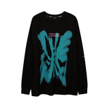 Men Long Sleeve Shirt Yabi Style Graffiti T Shirt Men and Women Couple Long Grapefruit