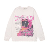 Men Long Sleeve Shirt Vintage Floral Print Long Sleeves Bottoming T-shirt Men and Women Loose