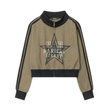 Women Hoodie Short Sweater Women's Autumn Leisure Stand Collar Cardigan