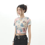Women T-shirt Short T-shirt Women's High Waist Summer Short Sleeve