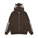 Men Hoodie Horn Letter Printed Hoodie Coat