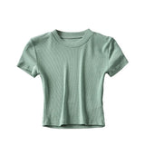 Women's T-Shirt Summer round Neck Tight Short-Sleeved T-shirt