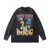 Men Long Sleeve Shirt Printed Washed Long Sleeve T-shirt Men and Women Street