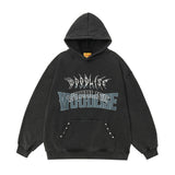 Men Hoodie Letter Printed Hoodie Men's Casual Long Sleeve Loose Wash Pullover Hoodie