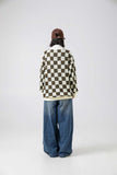 Unisex Sweater Autumn Hollow out Stitching Plaid Sweater