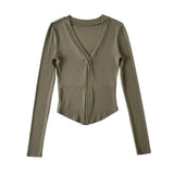 Women T-Shirt V-neck Long Sleeve Slim Bottoming Shirt Top T-shirt