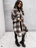 Plaid Trench Coat Spring and Autumn Long Sleeve Plaid Printed Shirt