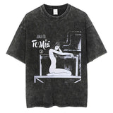 Men Fashion Washed T Shirt Commemoration of the statue