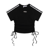 Women T-shirt Short-Sleeved T-shirt Summer Color Matching Bare Midriff Slim Fit O-neck Short