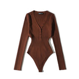 Women T-Shirt Spring V-neck Long-Sleeved Knitted Jumpsuit for Women