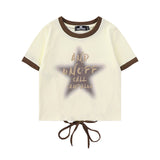 Women T-shirt Printed Short-Sleeved T-shirt Women's Summer Midriff Outfit round Neck