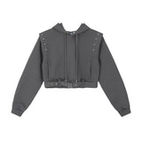 Women Hoodie Short Hooded Sweater Girls' Autumn Long Sleeve Hoodie