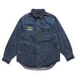 Men Denim Jacket Vintage Washed Long Sleeve Denim Jacket Men Loose Letter Embroidery
