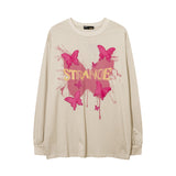 Men Long Sleeve Shirt Personality Butterfly Patch Long Sleeves T-shirt Men and Women Base Long Sleeve Shirt